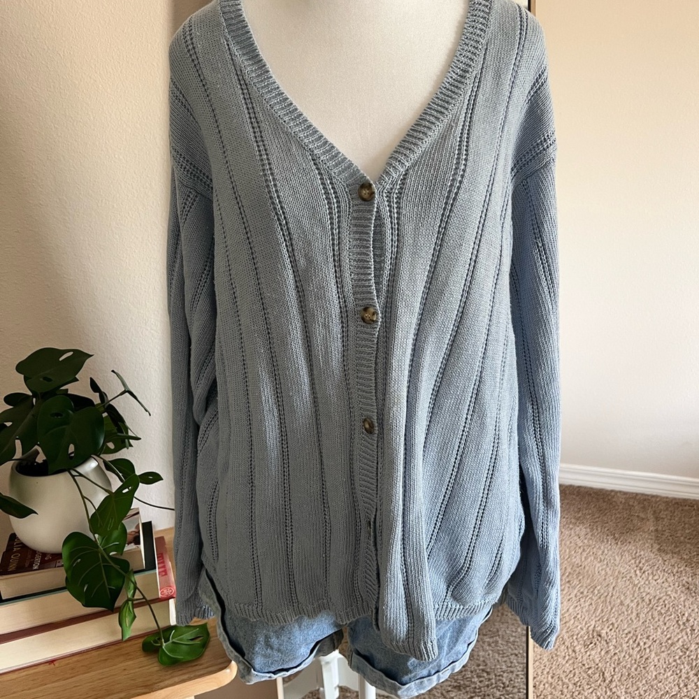 L.L. Bean Women's Blue Button-Up Sweater/Cardigan
